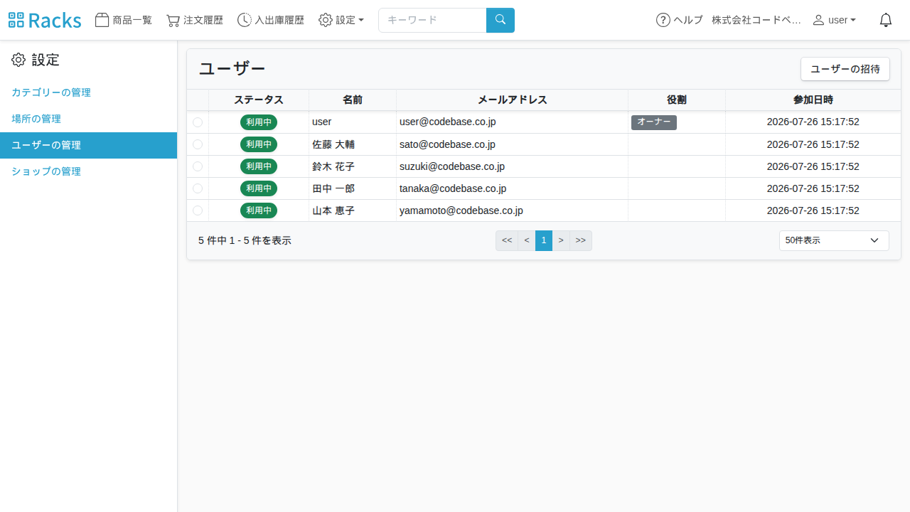 ユーザーの管理